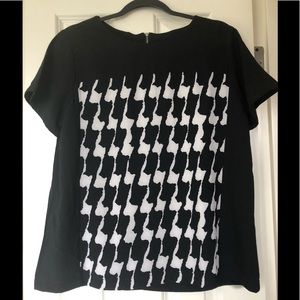 NWT Bobeau Black and White Patterned Shirt Size XL